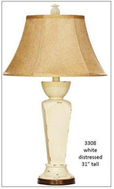 H & H Lamp 3308 White Distressed Lamp.